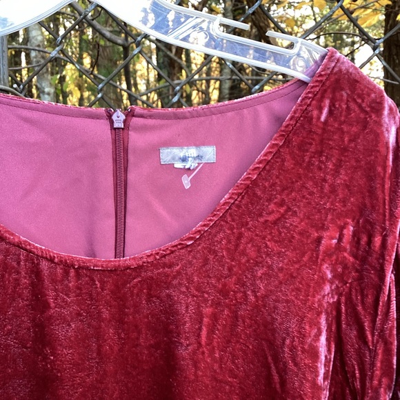 18 J Jill Old Rose Rayon Silk Velvet Shift Cozy Long Sleeve Scoop Neck Dress - Picture 2 of 5